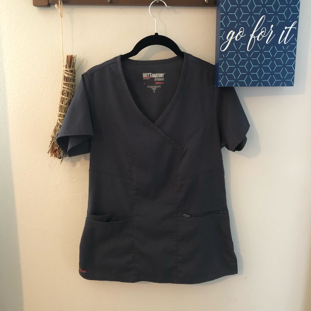 Grey’s Anatomy Grey-Blue Stretch 3pocket scrub top